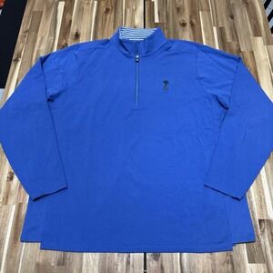 B Draddy Pullover Mens 2XL Blue 1/2 Zip Pima Cotton Performance Golf Logo